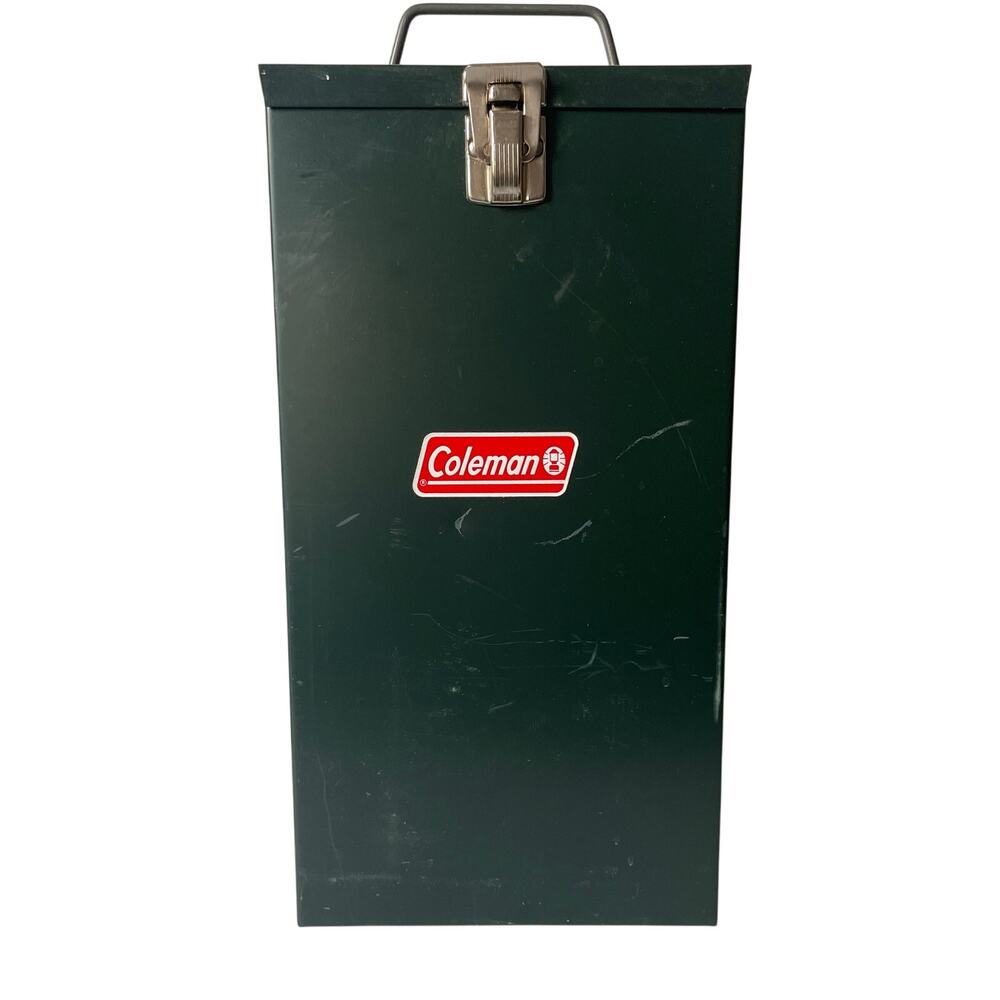 Vintage 70s Coleman Classic Metal Lantern Case 200-763J With Funnel USA Made